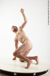 Nude Man White Kneeling poses - ALL Slim Short Brown Kneeling poses - on one knee Realistic